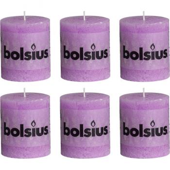Bolsius Vela del Pilar Rústica 80 x 68 mm 6 Piezas Púrpura