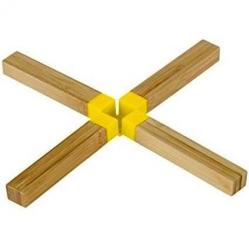 Wenko Salvamanteles Cruz, Bambú, Amarillo / Marrón, 25.5x25.5x4.5 cm