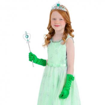 Kit de Princesa verde infantil: Varita, Tiara y Guantes