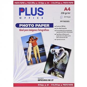Plus Office Photo Paper - Papel fotográfico, 2880 dpi, paquete 20 hojas, A4