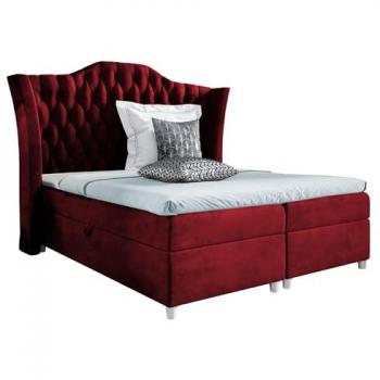 Cama continental Baltimore 183, doble, 160x200 cm, con dos cajones y tapiz rojo