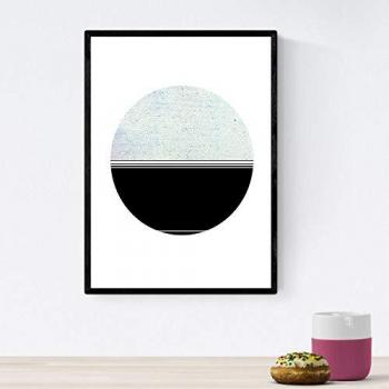 Póster Nórdico Minimalista de Círculos - Lámina Luna Estilo Escandinavo A4