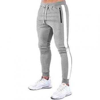 MakingDa Pantalones de entrenamiento para hombre, ligeros, para gimnasio, fitness, ajustados, con bolsillos con cremallera