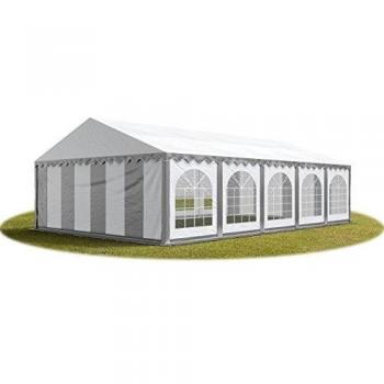 Carpa para Fiestas 5x10 m PVC 750g/m² Impermeable con Base Reforzada Gris-Blanco