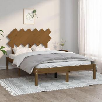 Estructura de cama de madera maciza marrón ámbar 120x200 cm