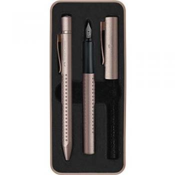 Faber-Castell 201525 - Set estilográfica M y bolígrafo XB. Cobre rosa.
