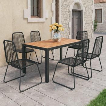 7-Piece Black and Brown PVC Rattan Garden Dining Set