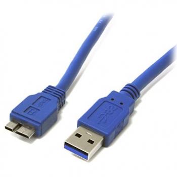 Cable Adaptador USB 3.0 Super Speed USB A Macho a Micro USB B Macho de 30cm - Azul