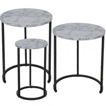 Juego de 3 mesas Alexandra House Living Negro Gris Madera