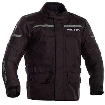 Richa Chaqueta de Moto Tipo Niño Negra, chaqueta textil impermeable para niños, color negro, talla 2XS (128 cm)