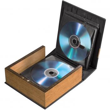 Álbum Hama para 28 CDs/DVDs/Blu-rays, negro/marrón, construcción robusta con laterales de madera