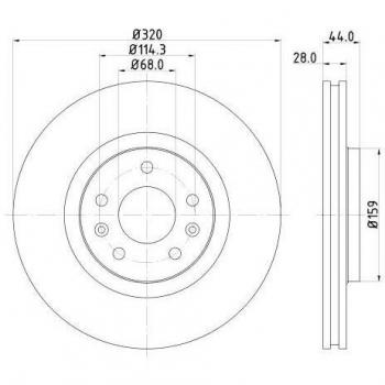 Disco de freno HELLA 8DD 355 129-111 - Alto Carbono, Recubierto, 320mm, 28mm, Exteriormente Ventilado para Renault Clio 4, Megane 4 y