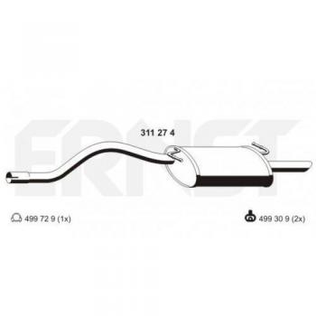 Silenciador trasero ERNST 311274 para Ford KA 3 puertas, Silencioso de escape 1100