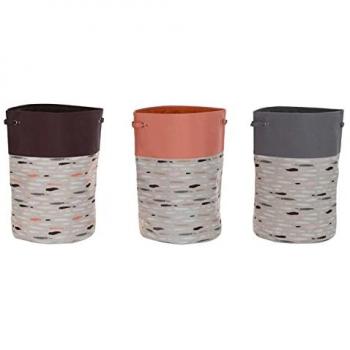 Cesto para la Ropa Sucia DKD Home Decor Gris Naranja 40 x 40 x 60 cm (3 Unidades)