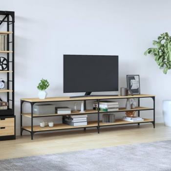 Mueble de TV metal y madera contrachapada roble Sonoma 200x30x50 cm