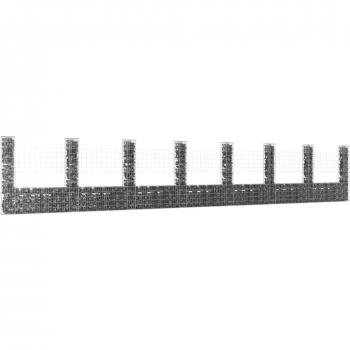 vidaXL U-shape Gabion Basket with 8 Posts Iron 860x20x150 cm