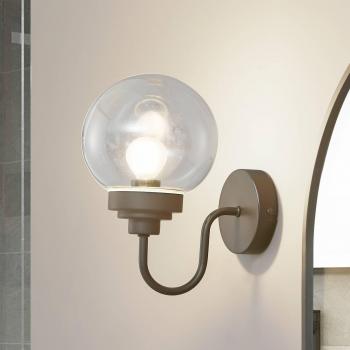 Aplique de pared Badolo, negro, cristal, 25 cm de altura, IP44