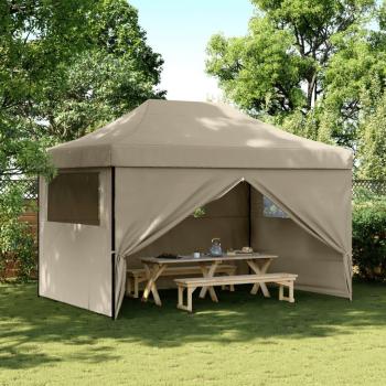 Tienda de fiesta plegable Pop-Up con 4 paredes laterales en color Burdeos, naranja, beige y taupe gris topo