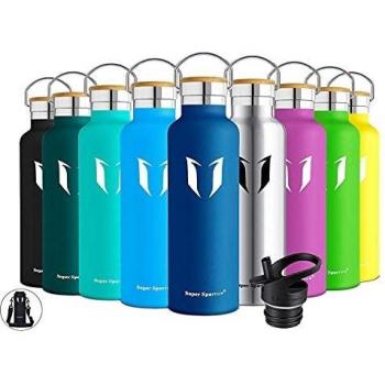 Super Sparrow Botella de Agua aislada al vacío de Acero Inoxidable, diseño de Pared Doble, Boca estándar - 750ml - Eco Friendly & BPA Gratis - para Correr, Gimnasio, Yoga, Ciclismo