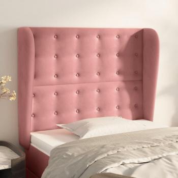 Cabecero con Orejas de Terciopelo Rosa 83x23x118/128 cm