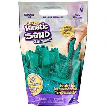 Kinetic Sand, Twinkly Teal 907g Bag of All-Natural Shimmering Sand for Squishing, Mixing and Moulding Bolsa de Arena Brillante Aplastar, Mezclar y moldear