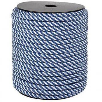 Cuerda trenzada de polipropileno blanco y azul en rollos
