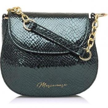 Bandolera Mariamare Tandy para Mujer en Charol Verde con Grabado de Serpiente y Cierre de Solapa