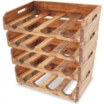 Wine Racks 4 pcs for 16 Bottles Solid Reclaimed Wood