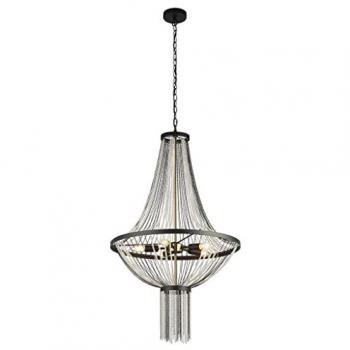 Lámpara colgante Baguette 5 luces E14, acero dulce negro, latón, acrílico transparente, longitud 102 cm