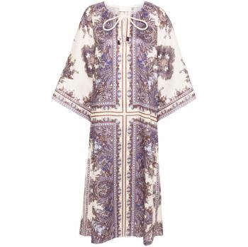 Zimmermann Women's Paisley Print Linen Midi Dress in Purple | 1210DSS242PPSLY