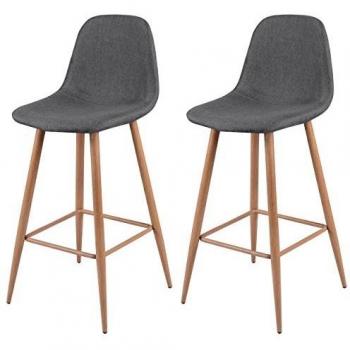Silla de bar moderna gris 72,5 cm (juego de 2) - Estilo escandinavo - Tejido y metal