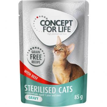 Concept for Life Sterilised Cats Grain-Free with Beef in Gravy - Economy Pack: 48 x 85 g