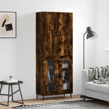 Aparador alto de madera contrachapada con 2 puertas de cristal