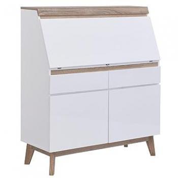 Escritorio con 2 puertas y 2 cajones - MDF - blanco y natural - RILESA