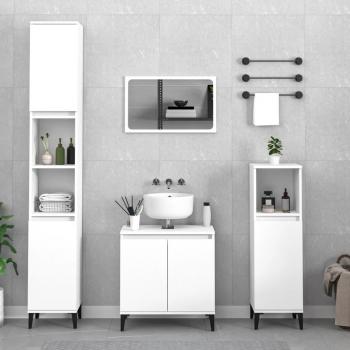 Conjunto de muebles de baño 3 piezas de madera blanca multicapa