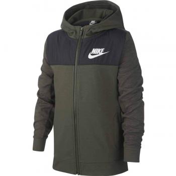 Nike B NSW Hoodie FZ Advance Sudadera, Niños, Cargo Khaki/Black/White, S