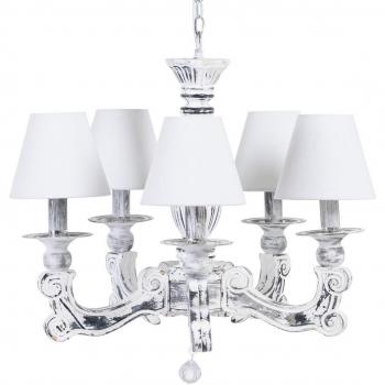 Lámpara de techo vintage de metal blanco con 5 brazos, dimensiones 53x52x50 cm