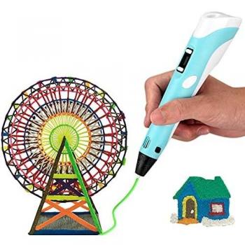 Bolígrafos 3D, Bolígrafo de Impresión 3D Inteligente con Filamento PLA de 1,75mm 3 Colores 9m, Pantalla LCD, Temperatura/Velocidad Ajustable para Aficionados a Hacer Garabatos, Manualidades, Pintura