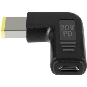 Adaptador de carga USB-C a enchufe cuadrado Lenovo, color negro