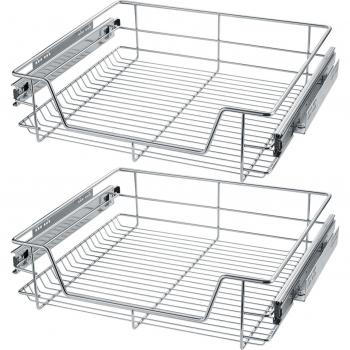 Cajones telescópicos Tectake - 2 unidades para cocina y dormitorio, bandeja telescópica para armarios de 30 cm, 40 cm, 50 cm o 60 cm de ancho, fácil montaje, riel