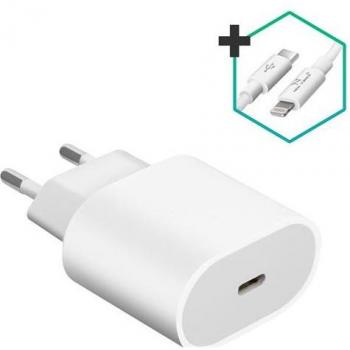 Cargador de Pared USB-C y Cable Lightning 20W Carga Rápida Power Delivery Negro