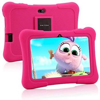 Pritom Tablet para niños de 7 Pulgadas | Quad Core Android, 1GB RAM + 16GB ROM | WiFi, | Educación, Juegos, Control Parental, Software para niños preinstalado con Funda para Tableta para niños