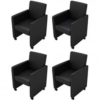 Sillas con Apoyabrazos Sillas de Salón Set de 4 Cuero