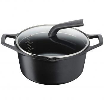 Tefal Aroma - Cacerola de 24 cm aluminio fundido y tapa, antiadherente titanio, con picos vertedores, apta para todo tipo de fuegos incluso inducción y horno