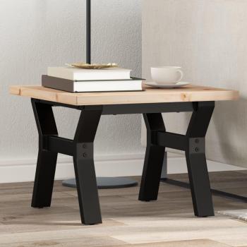 Mesa de centro vidaXL 50x50x35,5cm marco de hierro y madera maciza de pino color marrón para salón o comedor