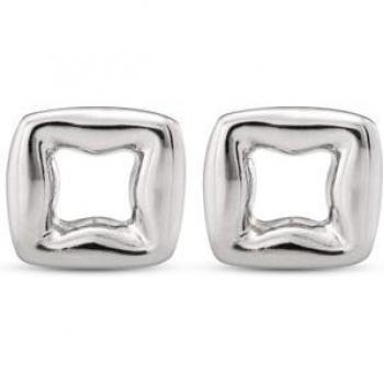 Silver Plated Link Stud Earrings by UNO de 50