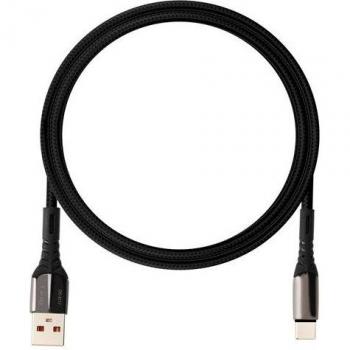 Cable trenzado de nailon USB a USB C de carga rápida 5A con sincronización 1 m Negro
