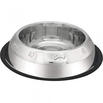 Bandeja Metálica Rustidera Inoxidable Lacor 35 x 26 x 5,5 cm con Antideslizante para Perros Ø22 cm - Capacidad 1.80 litros