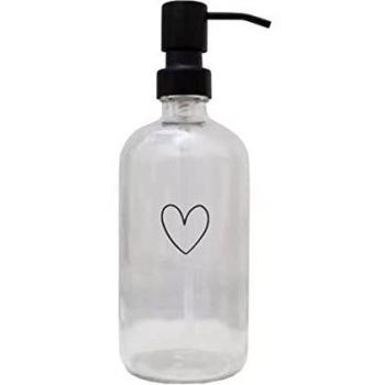 Eulenschnitt Dispensador de jabón en forma de corazón, transparente, 250 ml