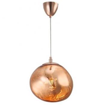 Lámpara Colgante Moderna con Pantalla de Cristal Metalizado Irregular en Rosado y Dorado, Casquillo E27